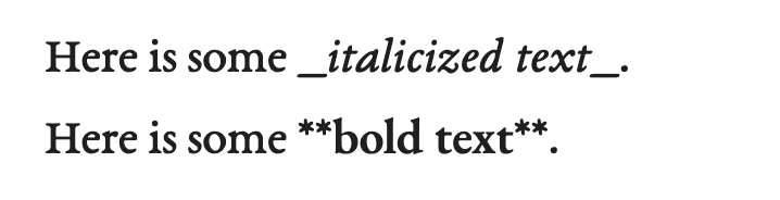 Markdown text styles